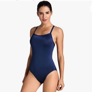 Athletic training navy blue one piece swimsuit